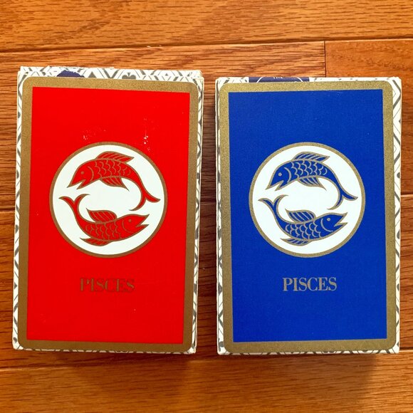 Vintage Pisces 2 Decks Playing Cards Red and Blue Bridge Size - Picture 1 of 9